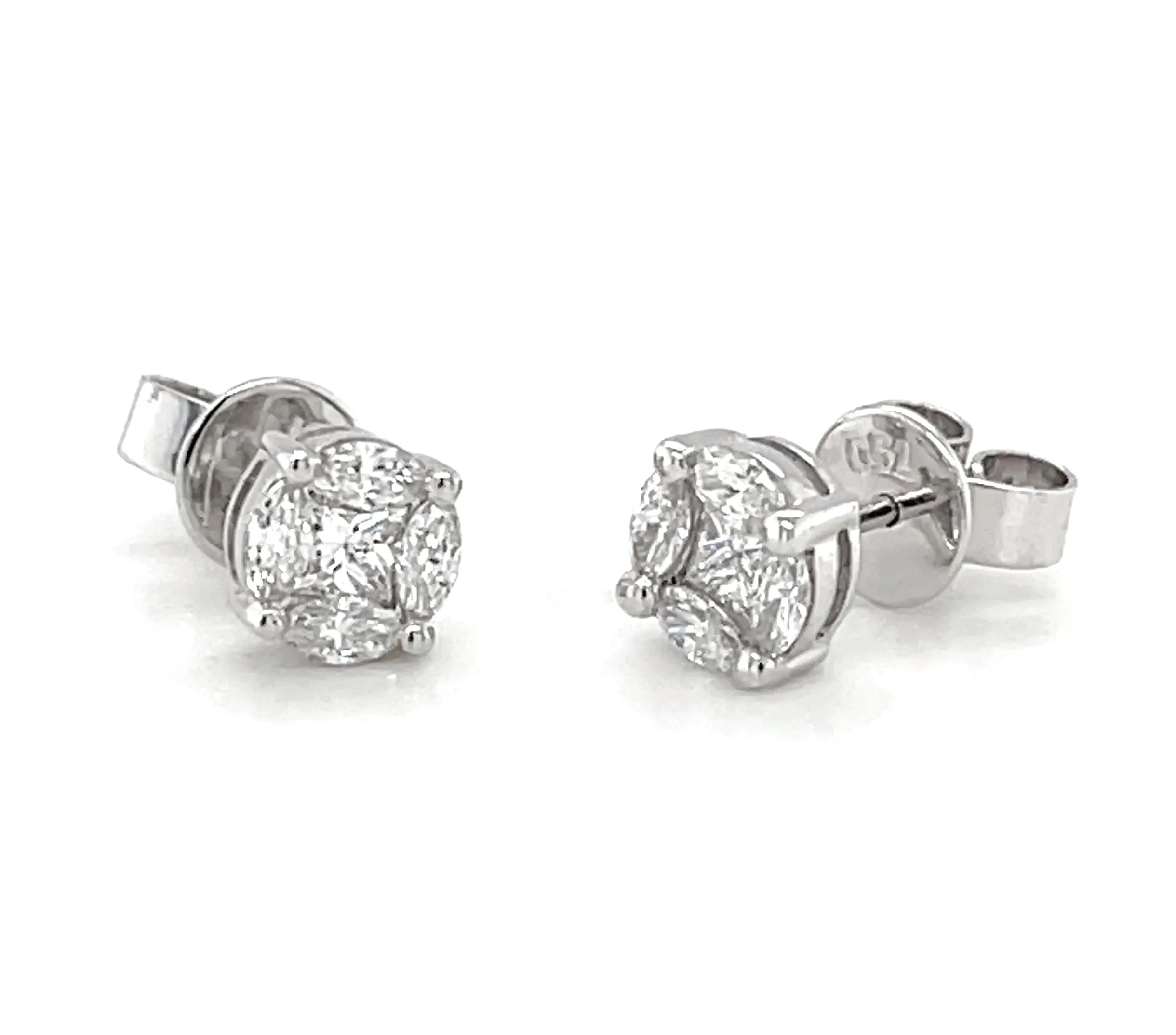 1.16 Carat Total Weight  White Gold Stud Earrings