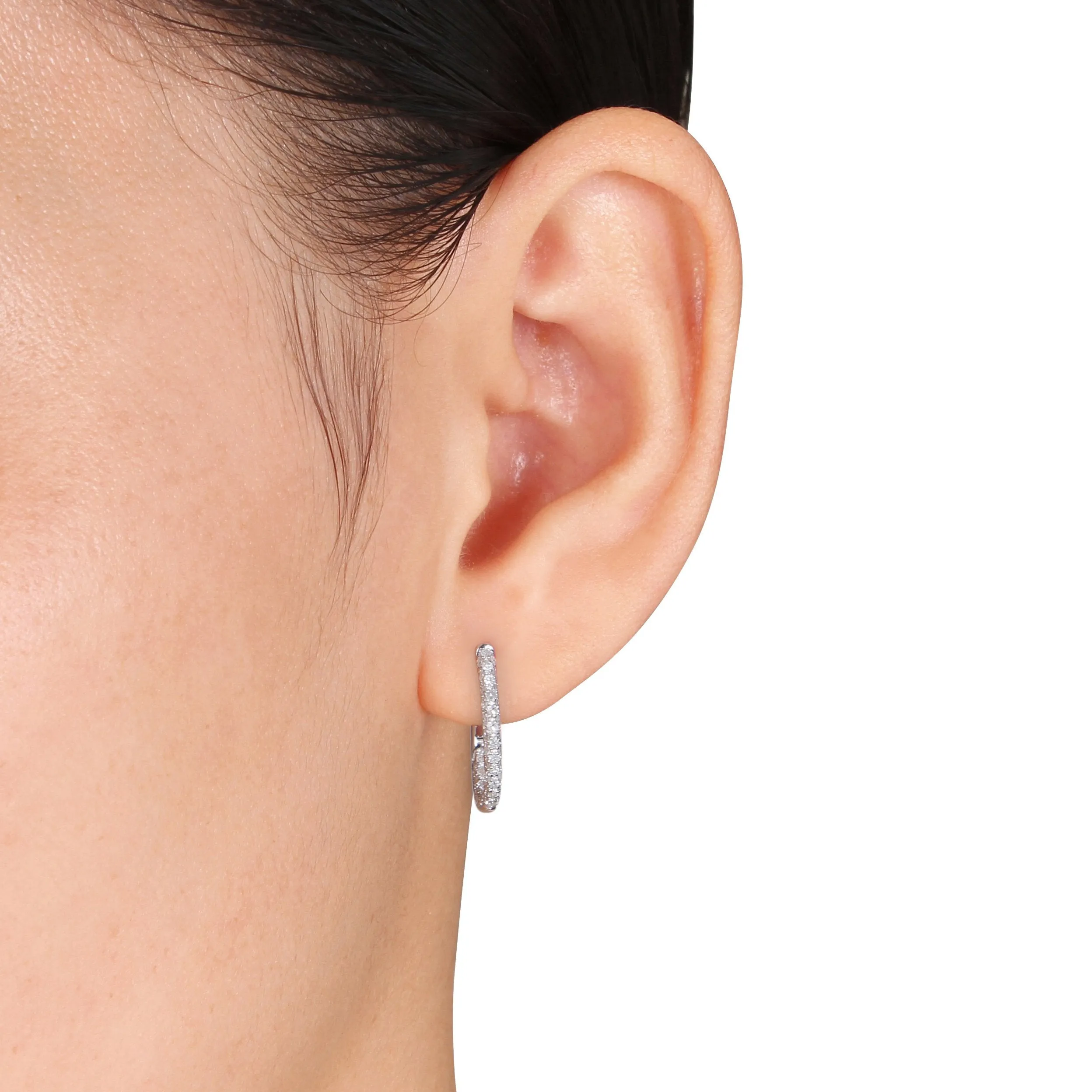 1/2 CT Diamond TW Fashion Post Earrings 10k White Gold GH I2;I3