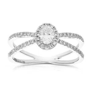 1/2 cttw Lab Grown Diamond Oval Solitaire Rings 14K White Gold
