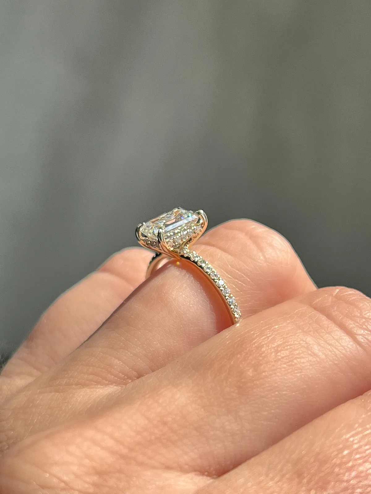 1.20 Carat Emerald Natural Diamond Engagement Ring with Hidden Halo