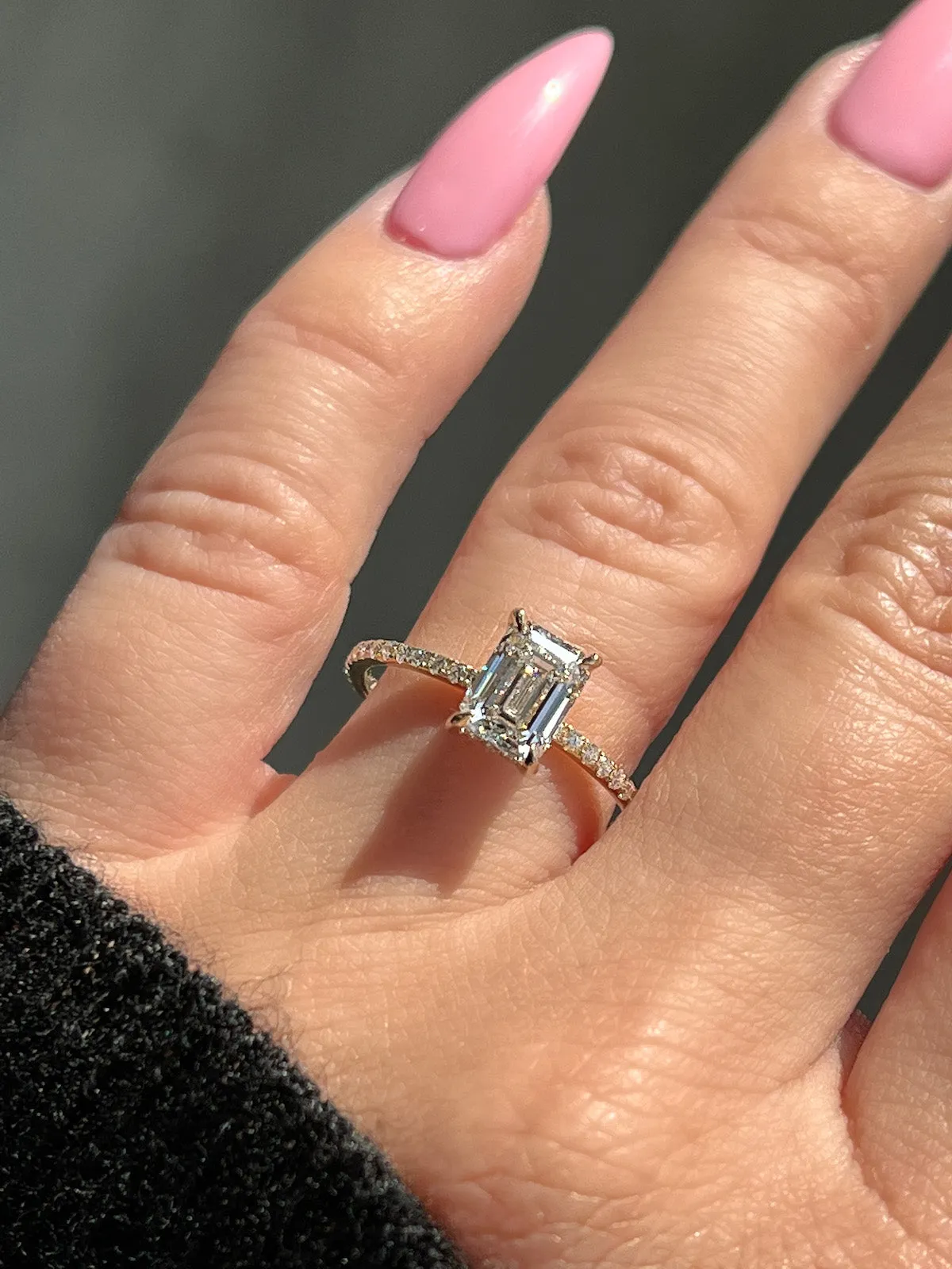 1.20 Carat Emerald Natural Diamond Engagement Ring with Hidden Halo