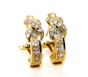 1.20ct natural round diamonds X hoop earrings 14 Karat