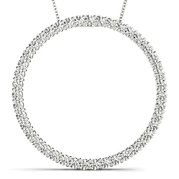 1.29 ctw Diamond Circle Necklace Pendant Shared Prong Set
