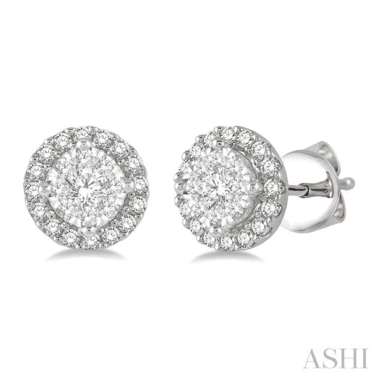 1/3 ctw Lovebright Round Cut Diamond Stud Earrings in 14K White Gold