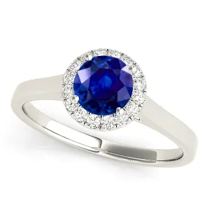 1.35 ct. Genuine Blue Sapphire Halo Solitaire Ring