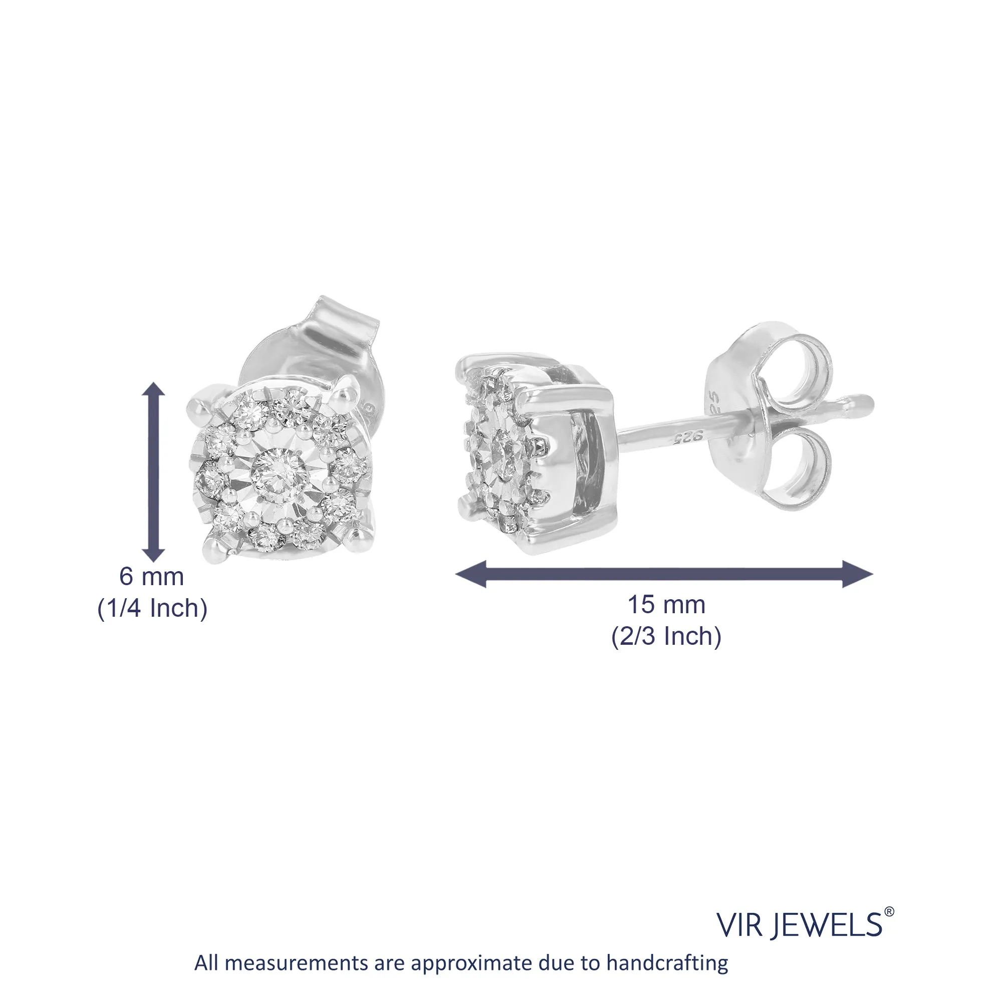 1/4 cttw Composite Diamond Stud Earrings in .925 Sterling Silver
