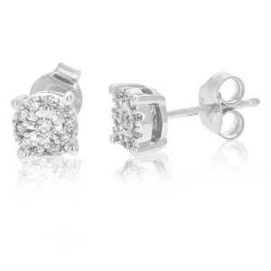 1/4 cttw Composite Diamond Stud Earrings in .925 Sterling Silver