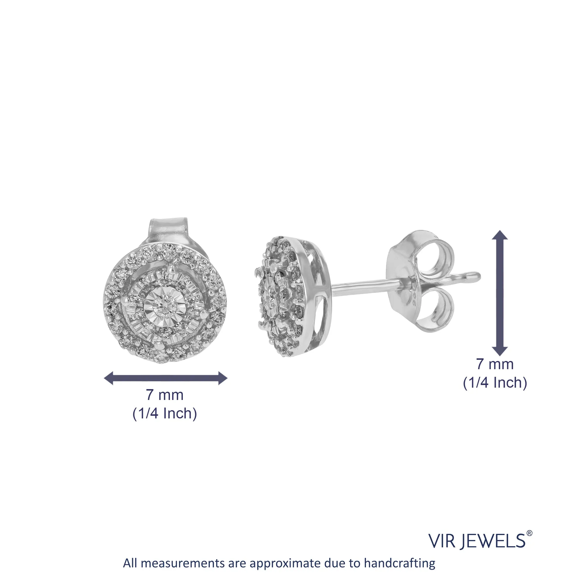 1/4 cttw Lab Grown Diamond Halo Stud Earrings in Sterling Silver