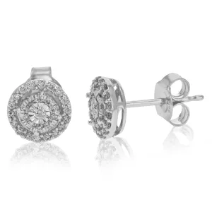 1/4 cttw Lab Grown Diamond Halo Stud Earrings in Sterling Silver
