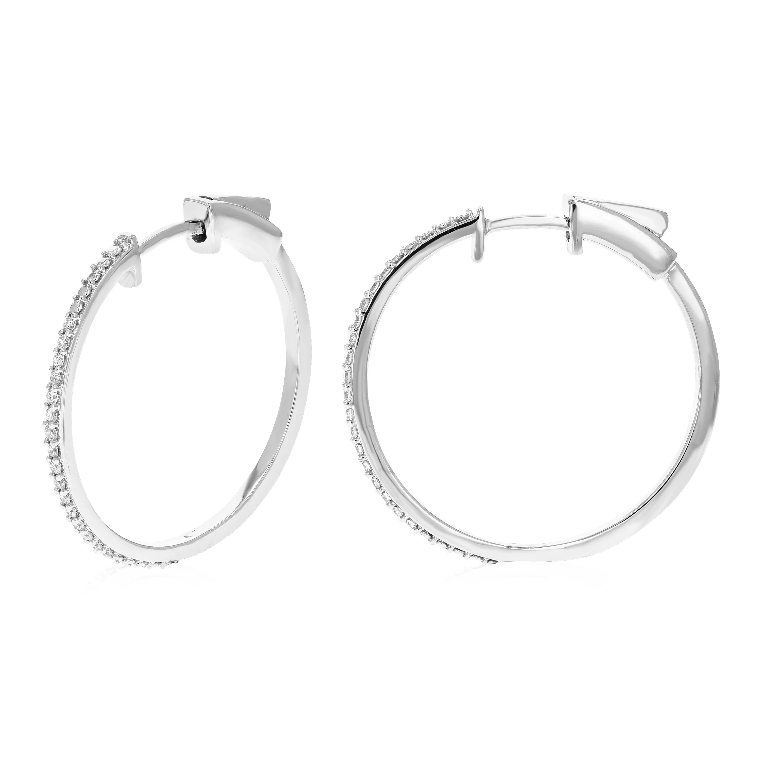 1/4 cttw Lab Grown Diamond Pave Hoop Earrings in Sterling Silver