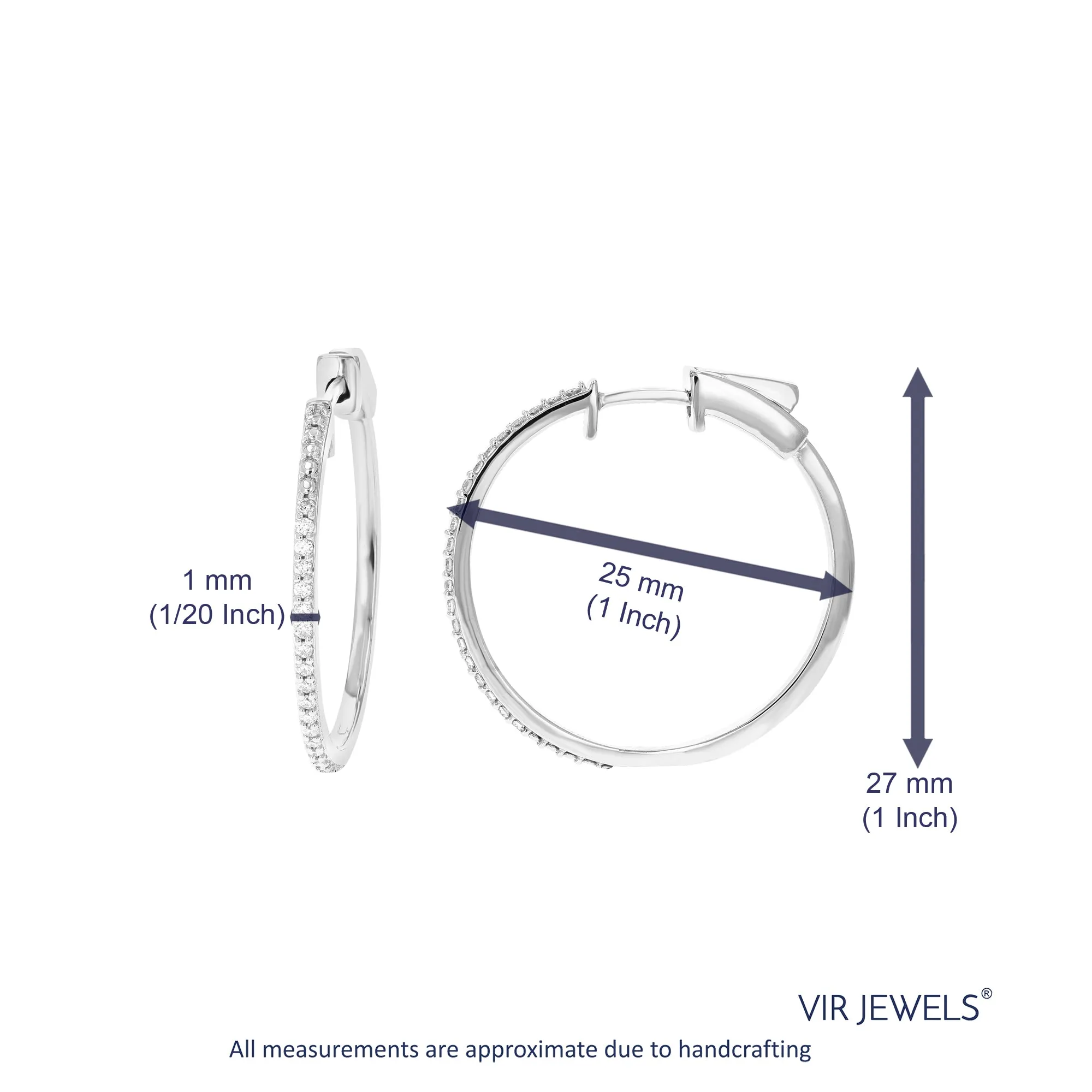 1/4 cttw Lab Grown Diamond Pave Hoop Earrings in Sterling Silver