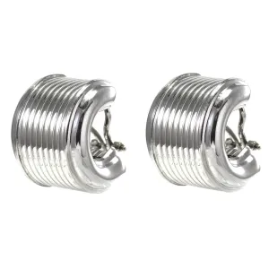 14 k white gold wide grooved hoop earrings with omega backs