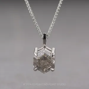 1.41 Carat Canadian Salt and Pepper Hexagon Diamond Necklace, Platinum