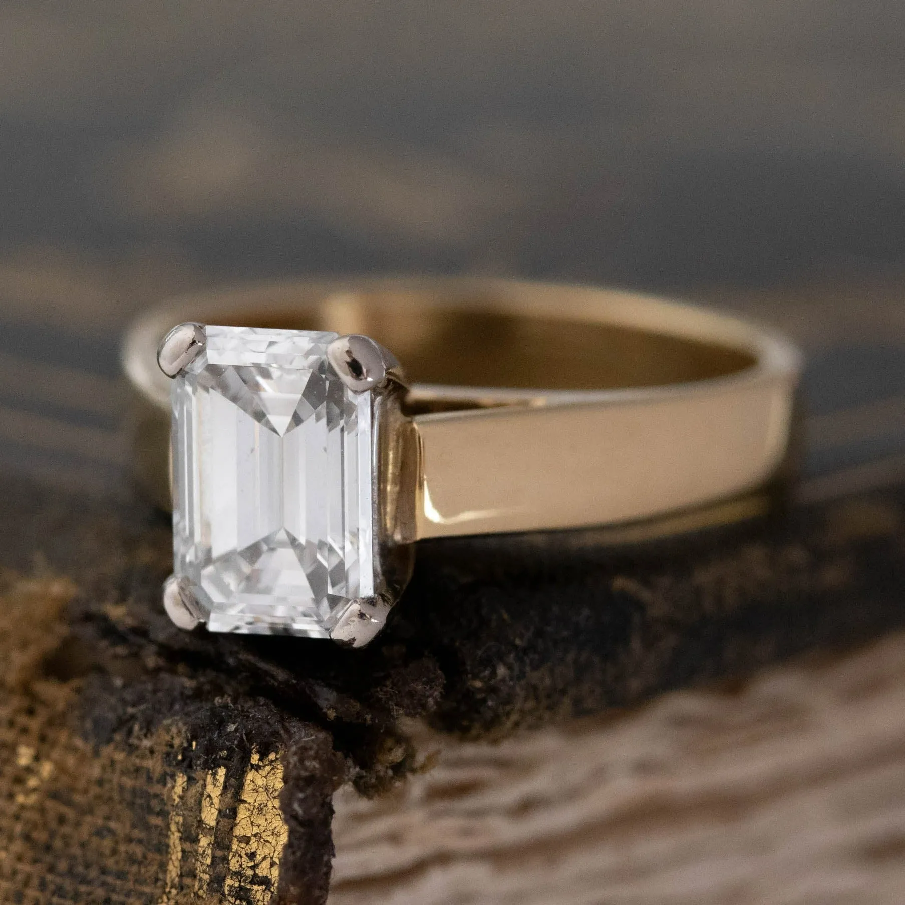 1.41ct Emerald Cut Diamond Solitaire GIA E VS1