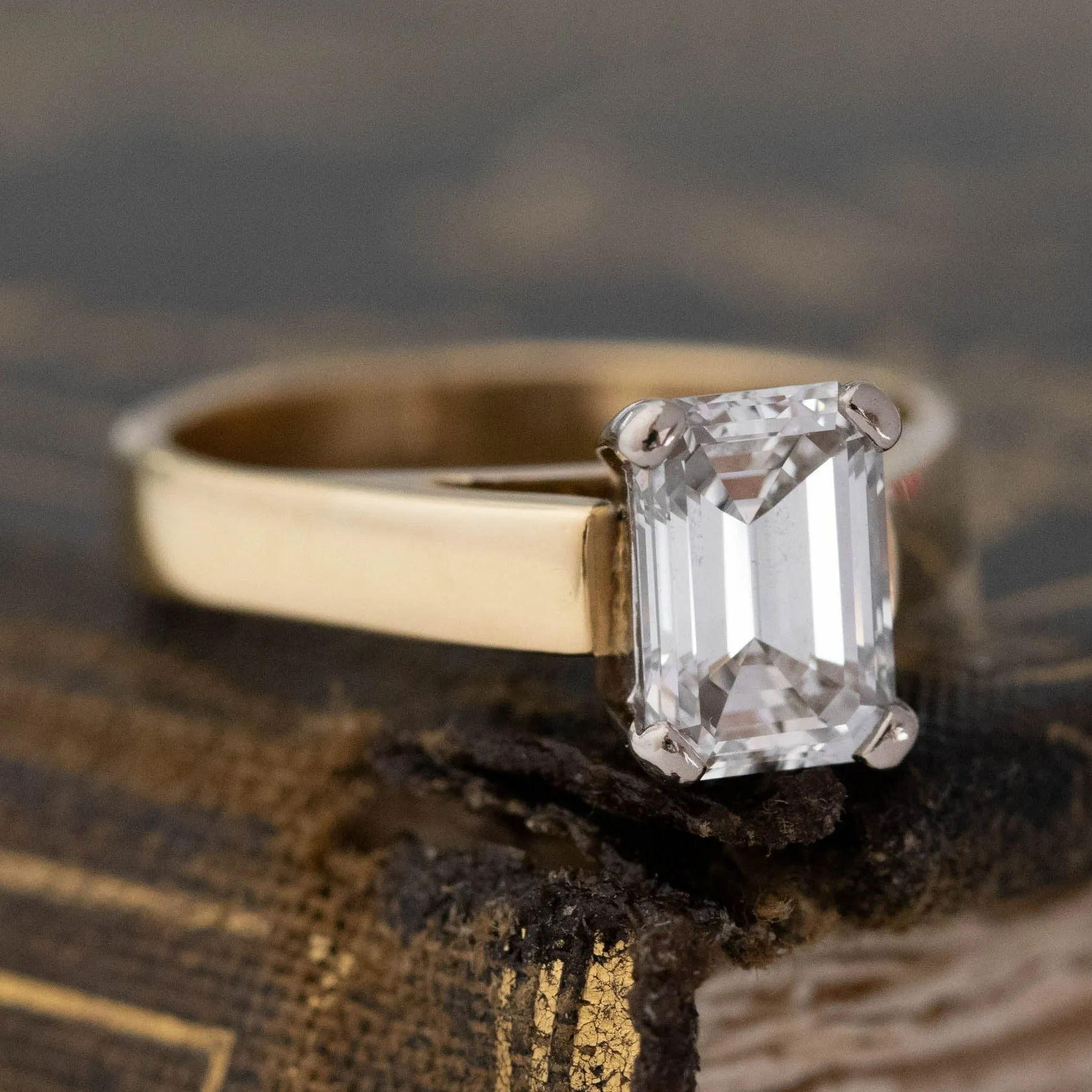 1.41ct Emerald Cut Diamond Solitaire GIA E VS1