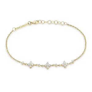 14k 3 Diamond Quad & Linked Prong Diamond Segment Bracelet