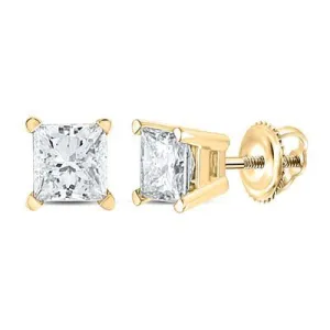 14k .41ct-Diamond Princess-Cut Solitaire Earrings