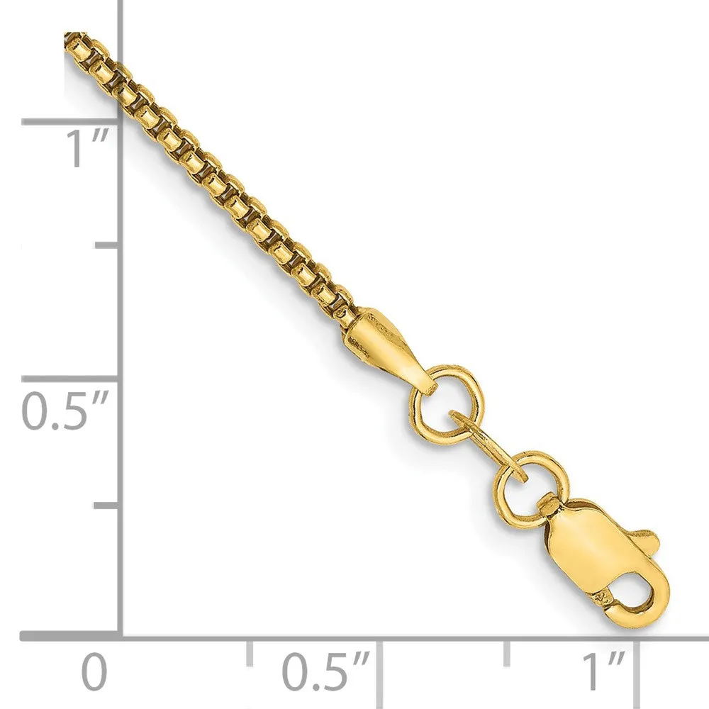 14K 8 inch 1.5mm Semi-Solid Round Box with Lobster Clasp Bracelet