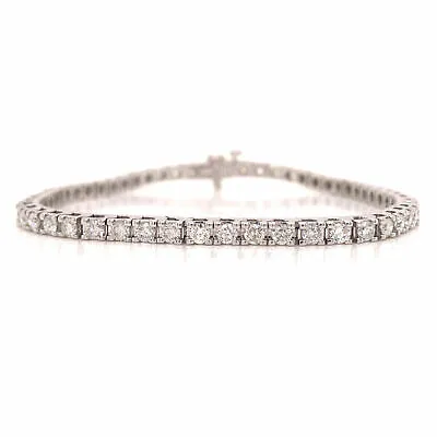 14K Diamond 3.42 Carat Tennis Bracelet White Gold