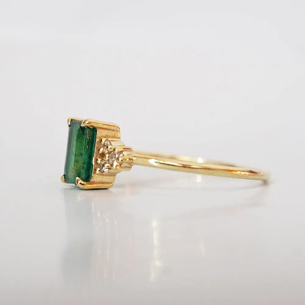 14K Emerald Hermes Diamond Ring