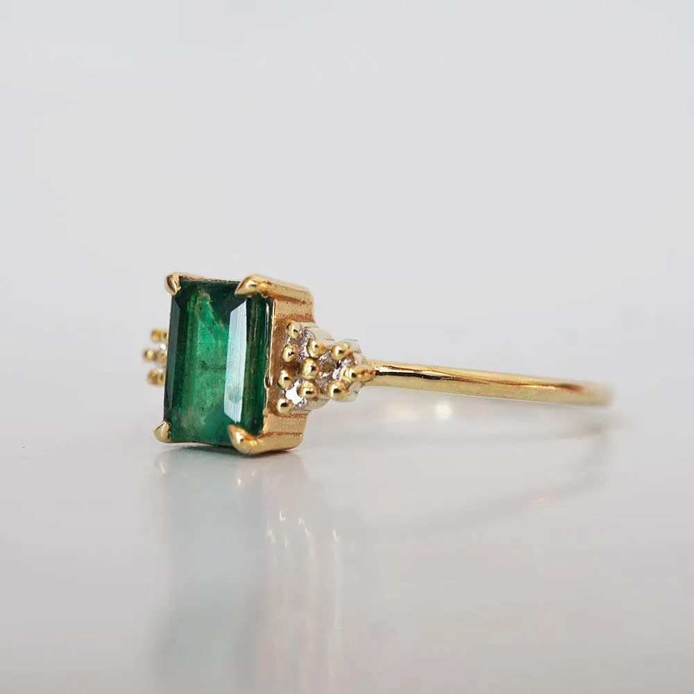 14K Emerald Hermes Diamond Ring