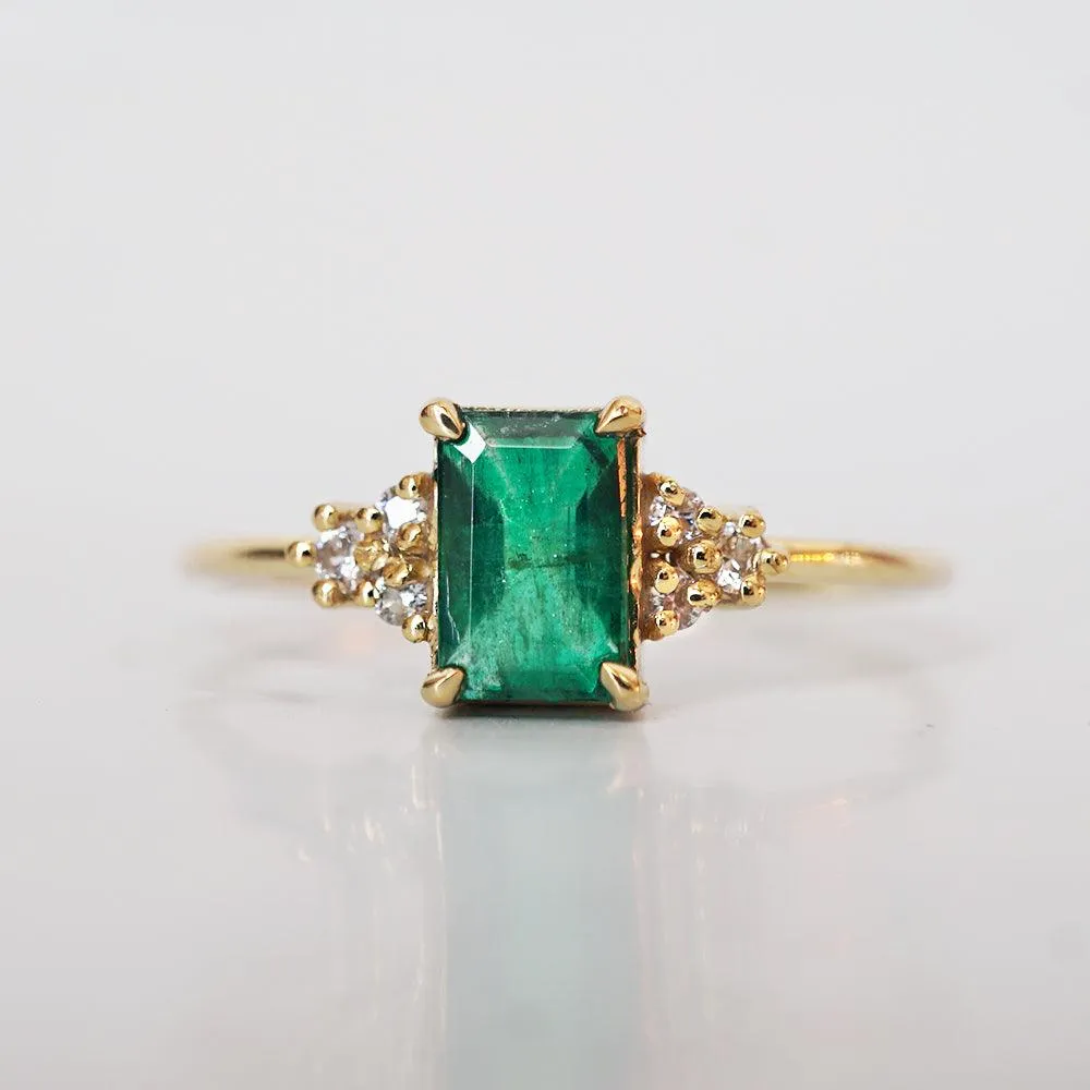 14K Emerald Hermes Diamond Ring