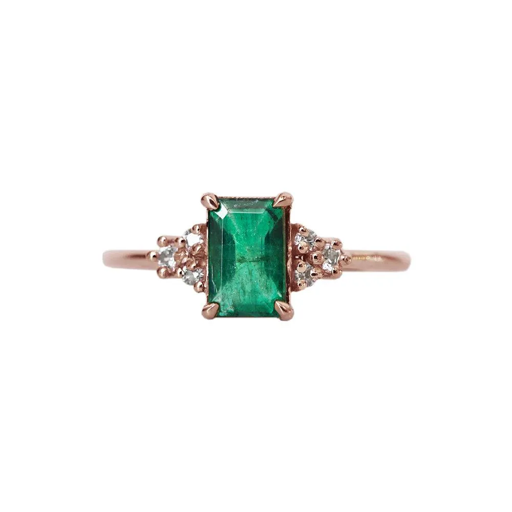 14K Emerald Hermes Diamond Ring