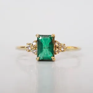 14K Emerald Hermes Diamond Ring