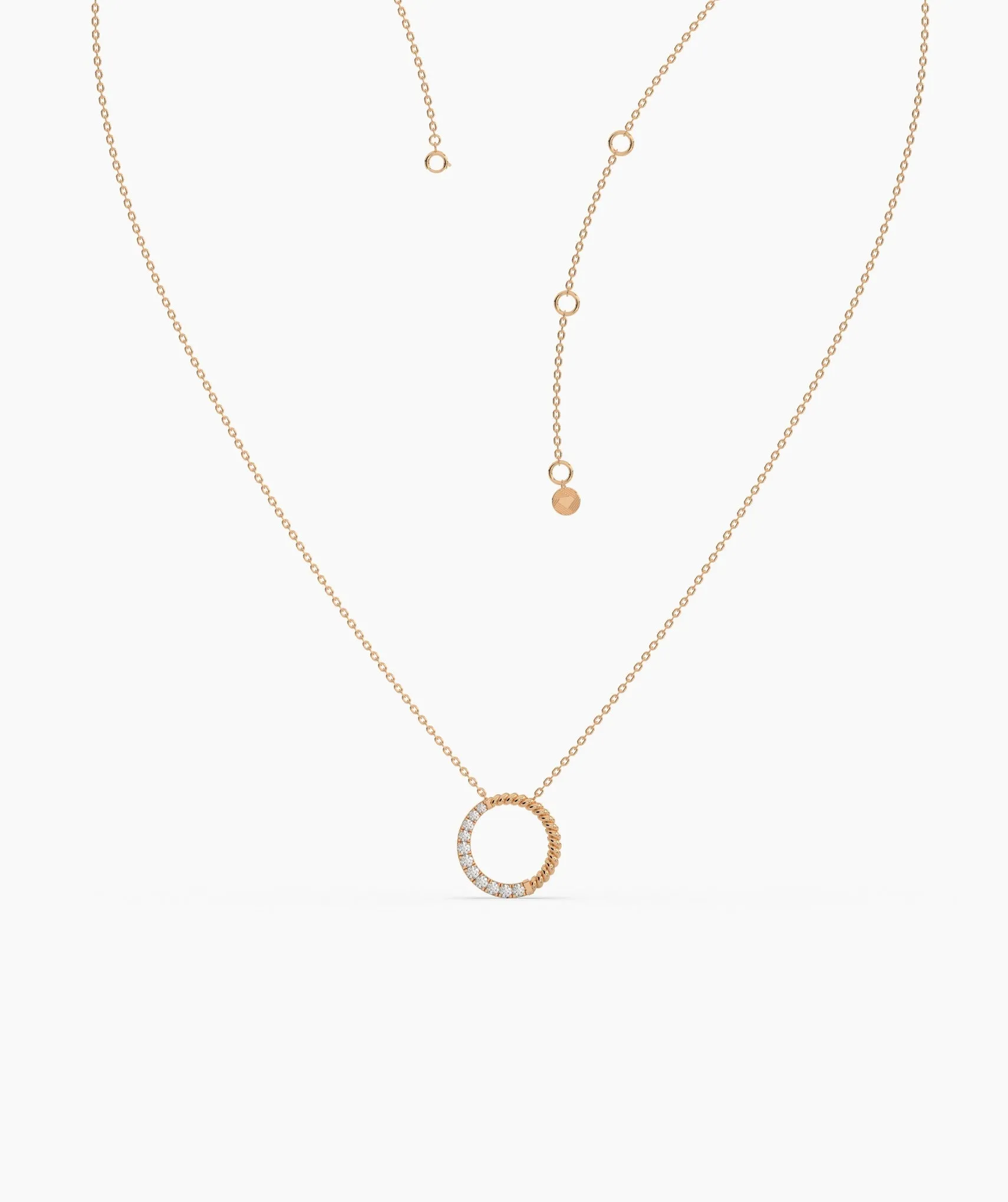 14K Gold & Diamond Circle Pendant