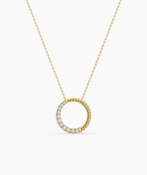 14K Gold & Diamond Circle Pendant