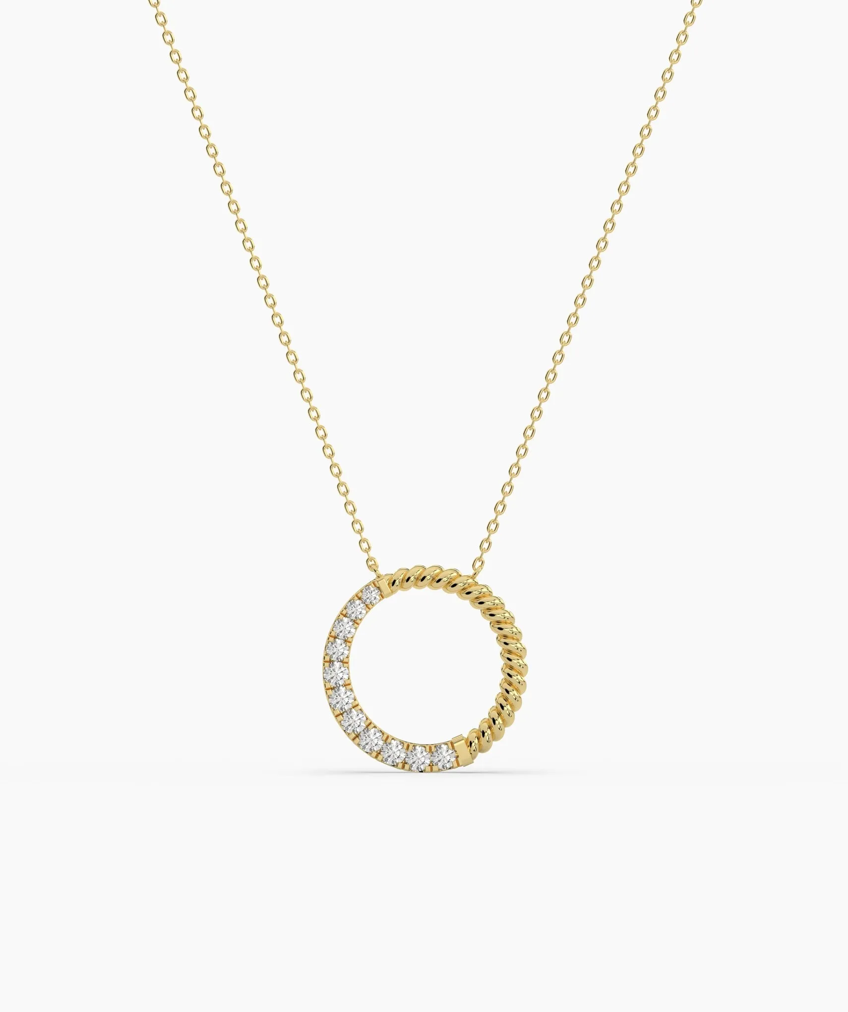 14K Gold & Diamond Circle Pendant