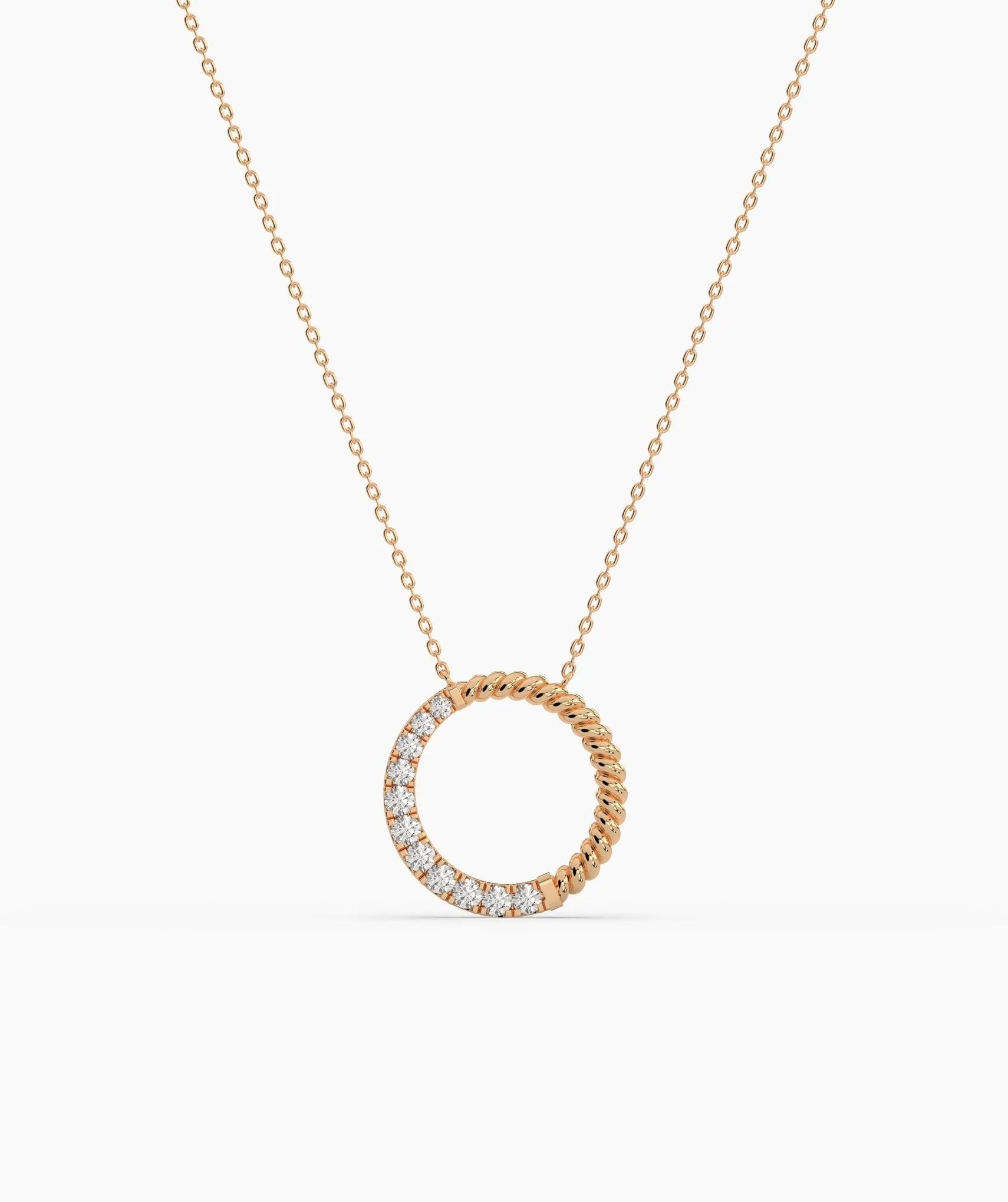 14K Gold & Diamond Circle Pendant
