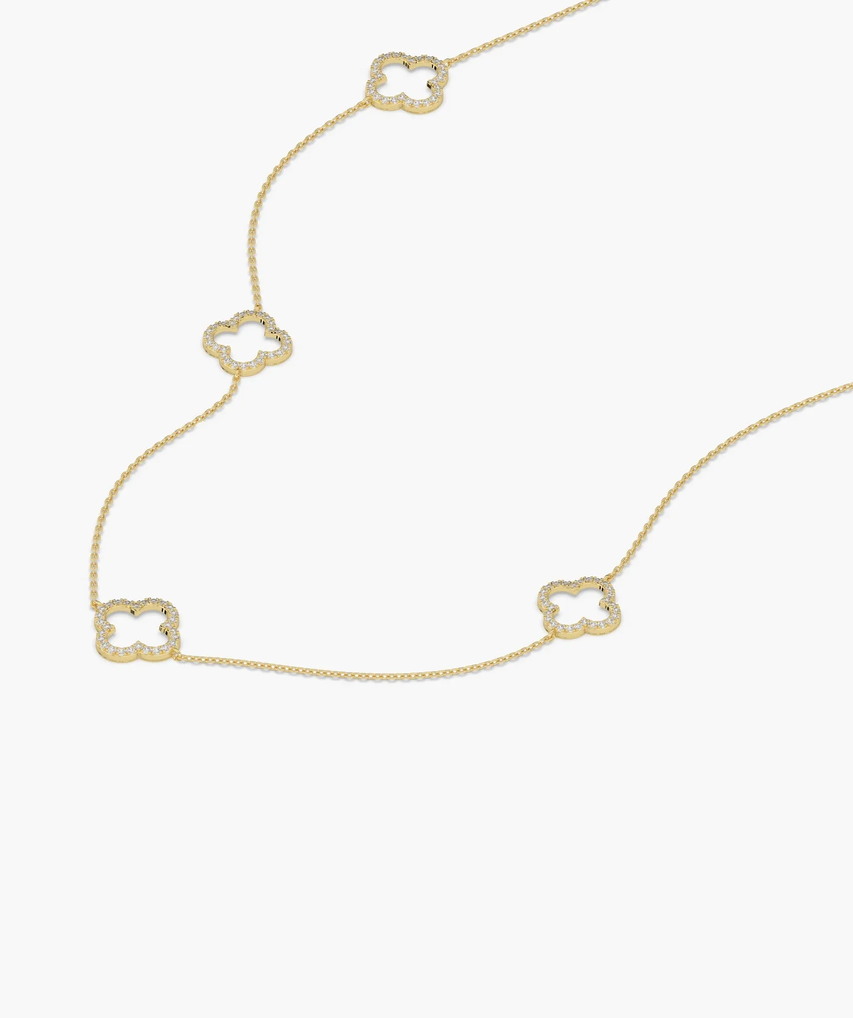 14K Gold Clover Chain Necklace