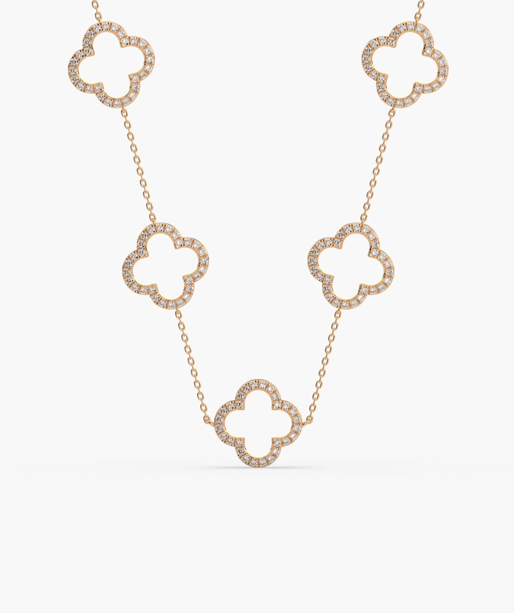 14K Gold Clover Chain Necklace