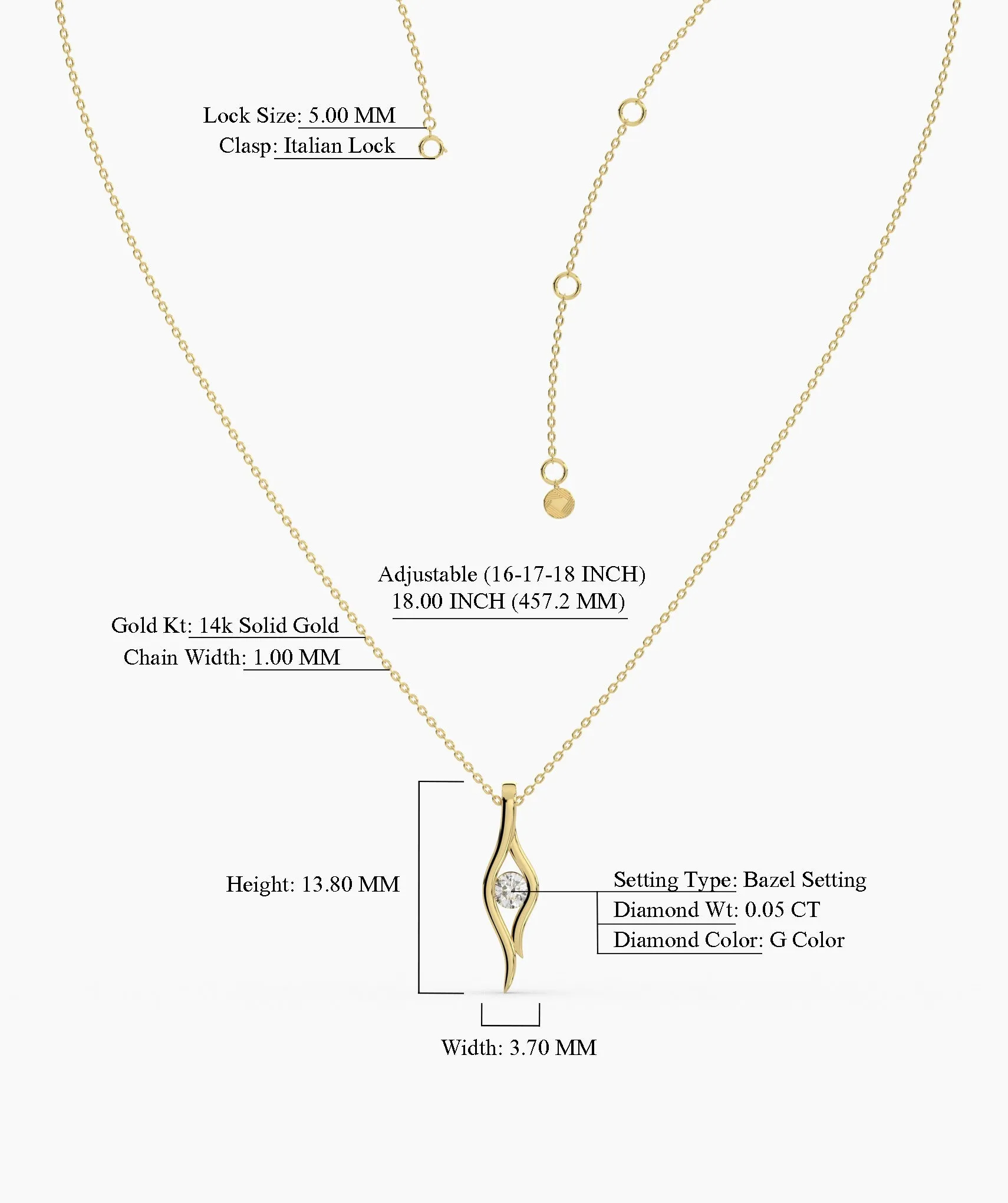 14K Gold Curved Pendant