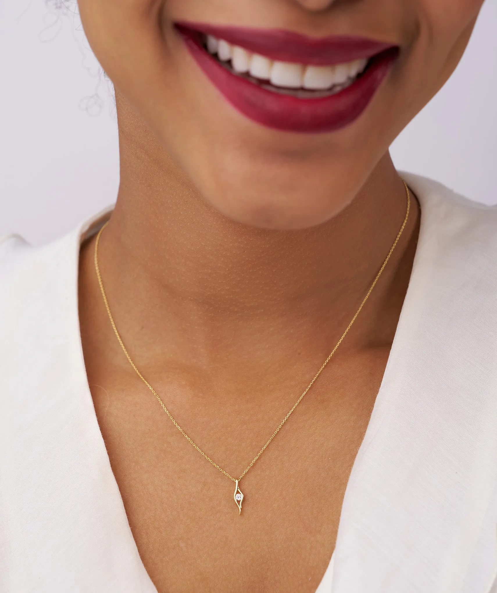 14K Gold Curved Pendant