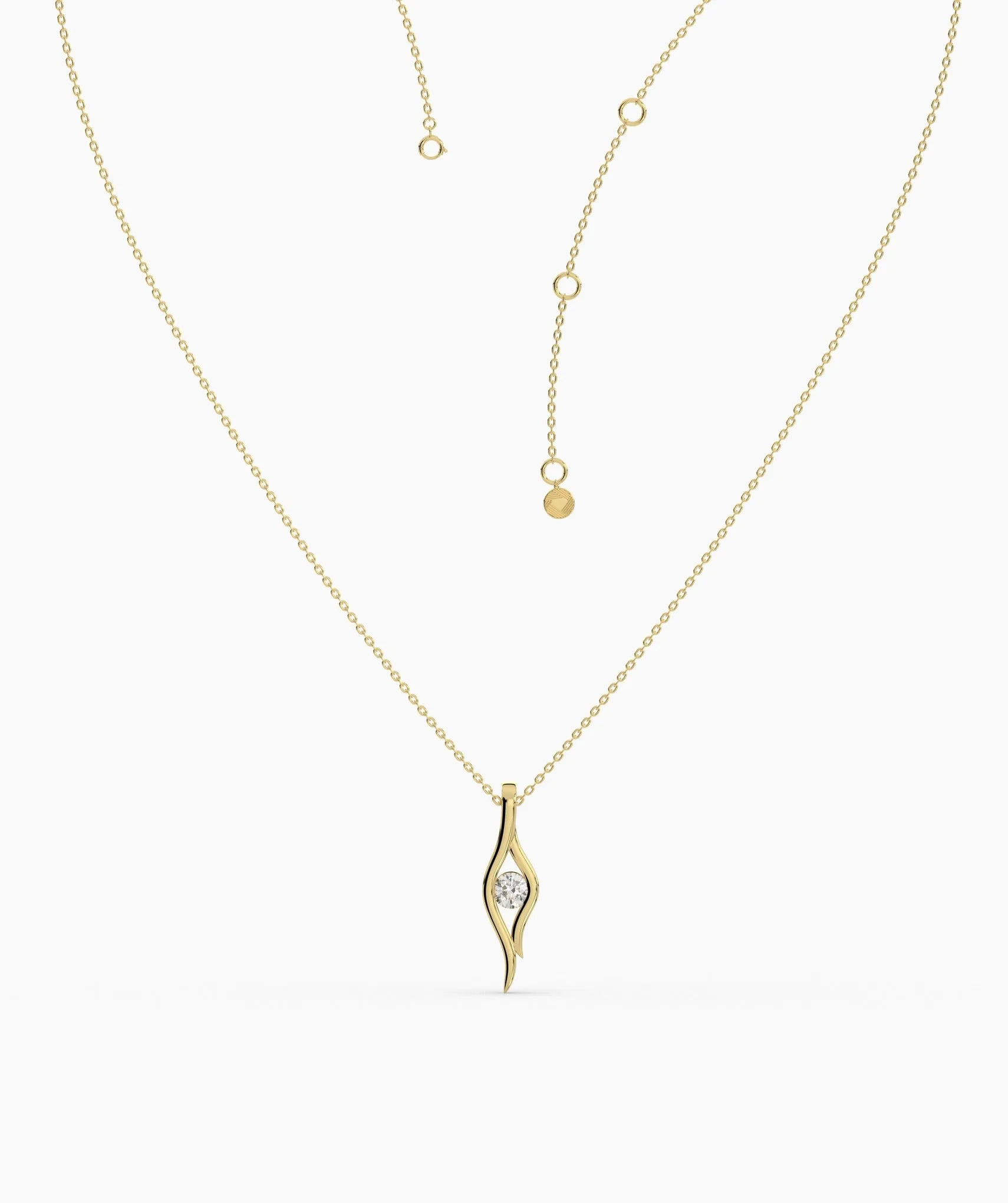 14K Gold Curved Pendant
