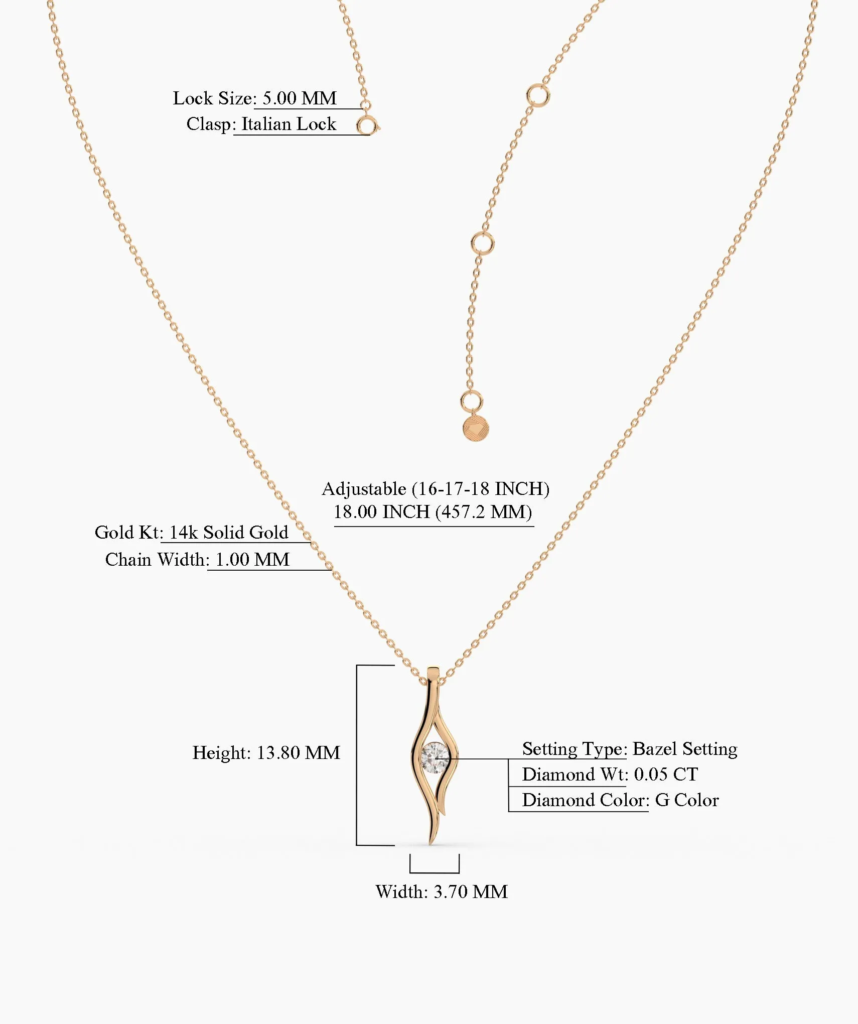 14K Gold Curved Pendant