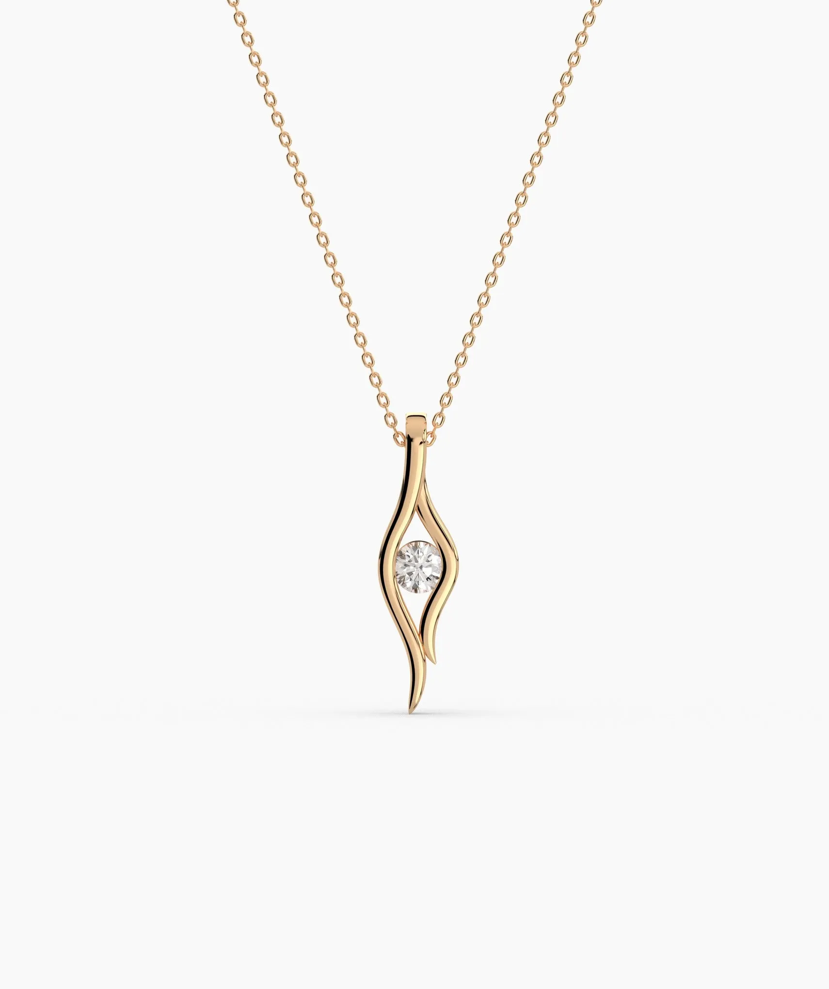 14K Gold Curved Pendant
