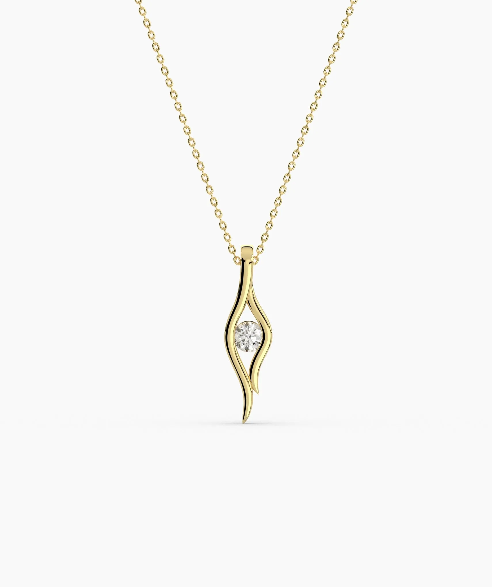 14K Gold Curved Pendant