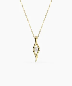 14K Gold Curved Pendant
