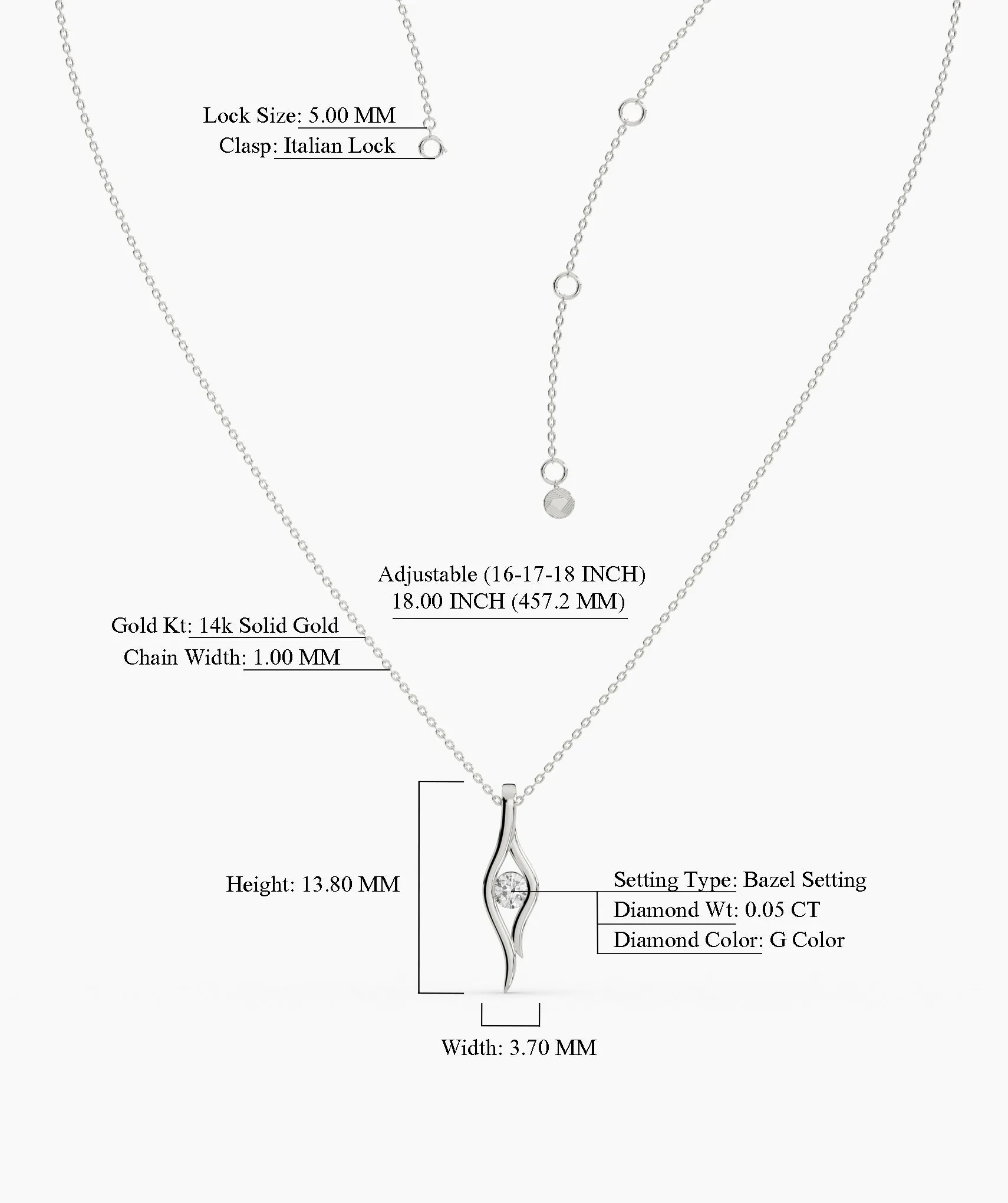 14K Gold Curved Pendant