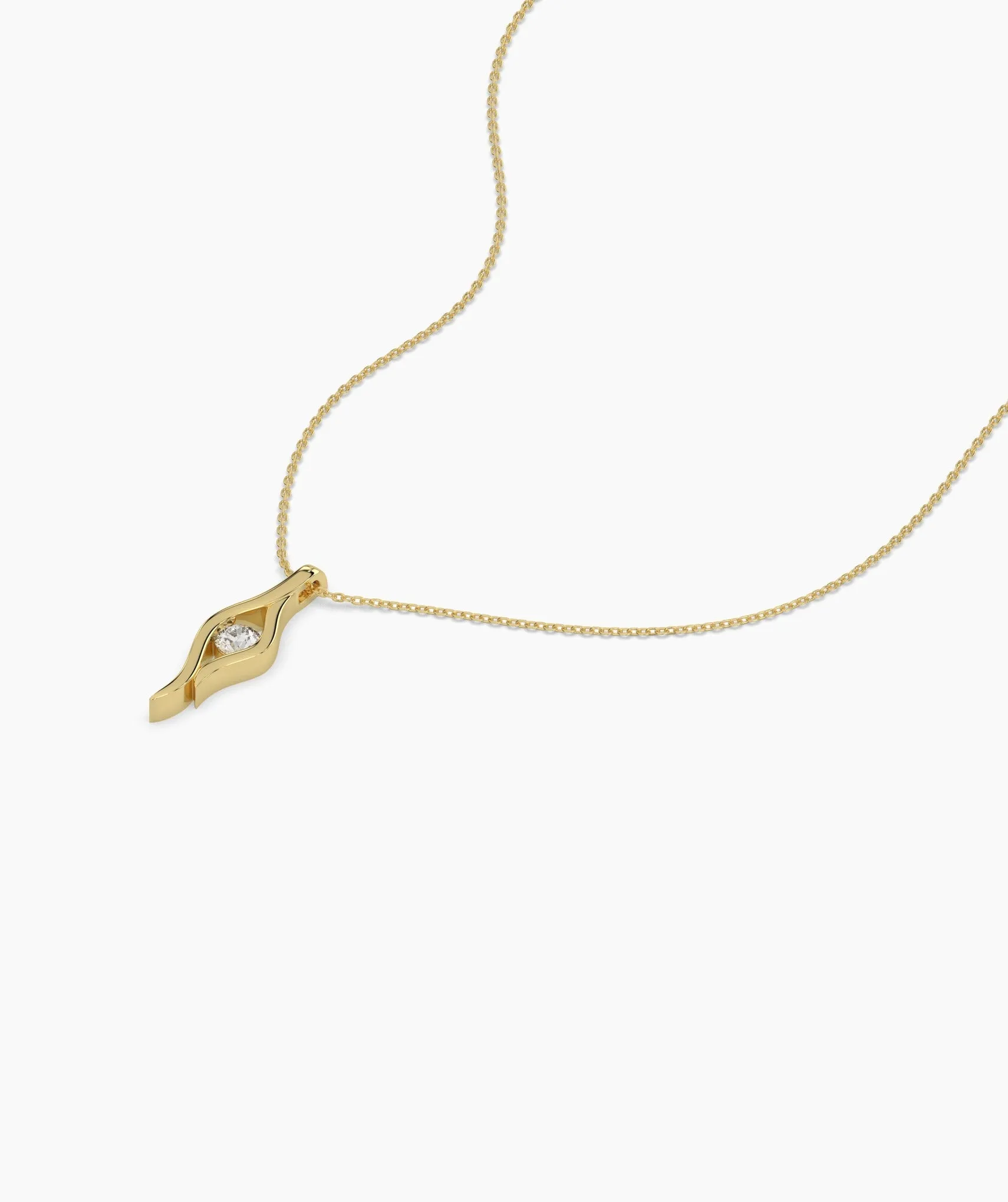 14K Gold Curved Pendant