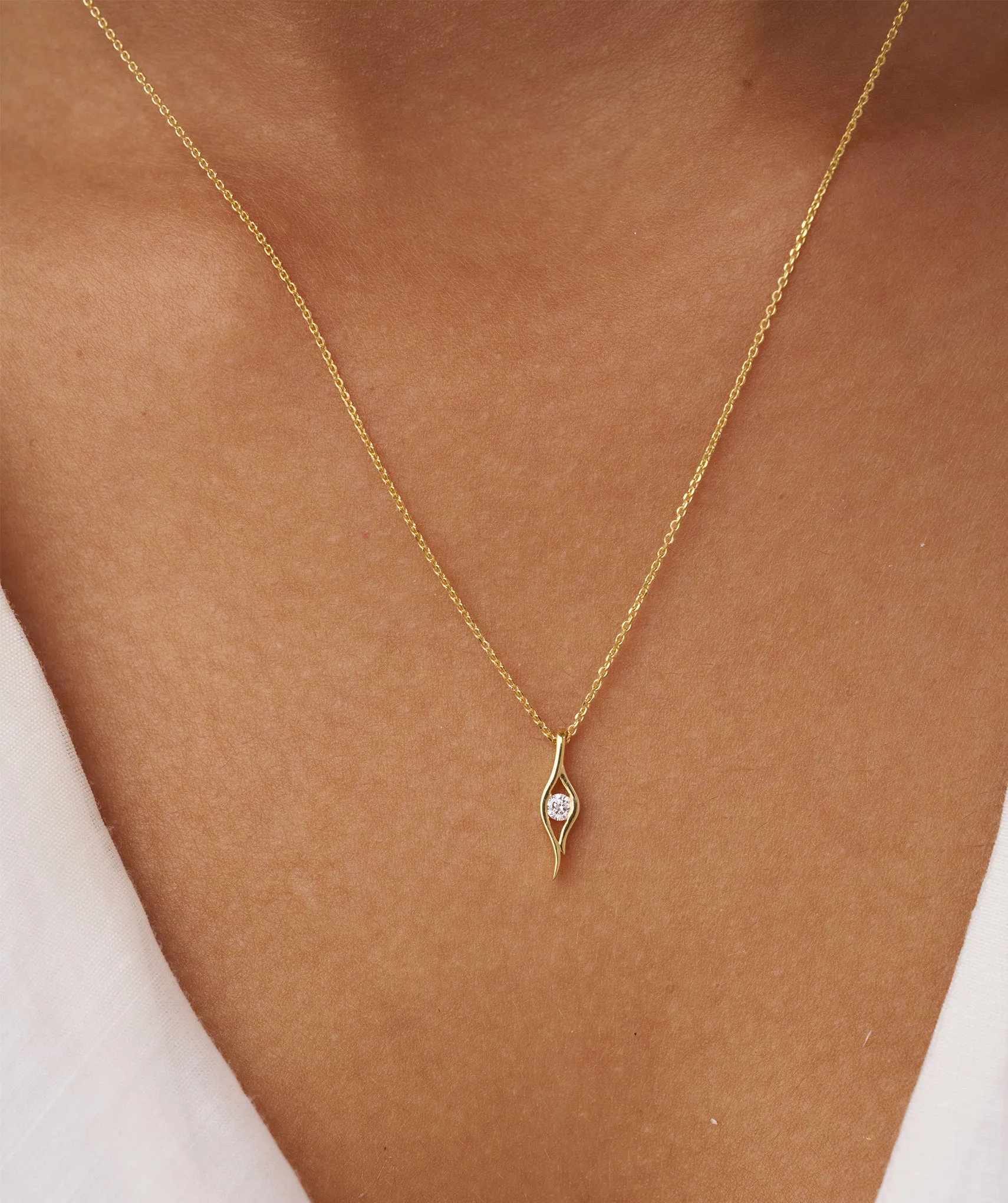 14K Gold Curved Pendant