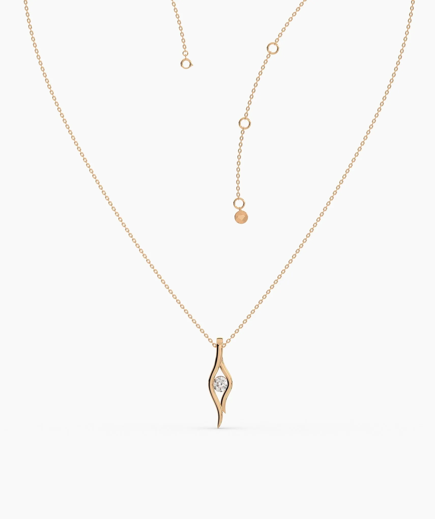 14K Gold Curved Pendant