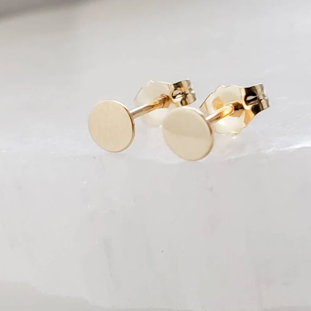 14K Gold Disc Studs