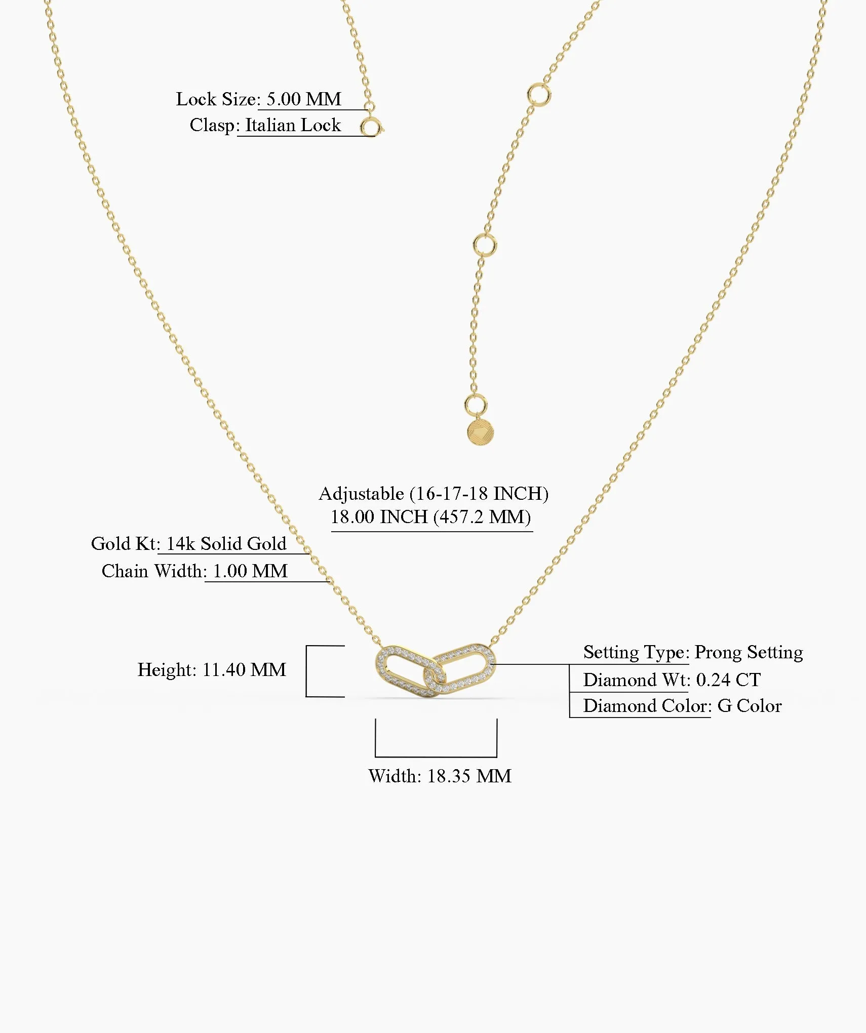 14K Gold Double Link Necklace