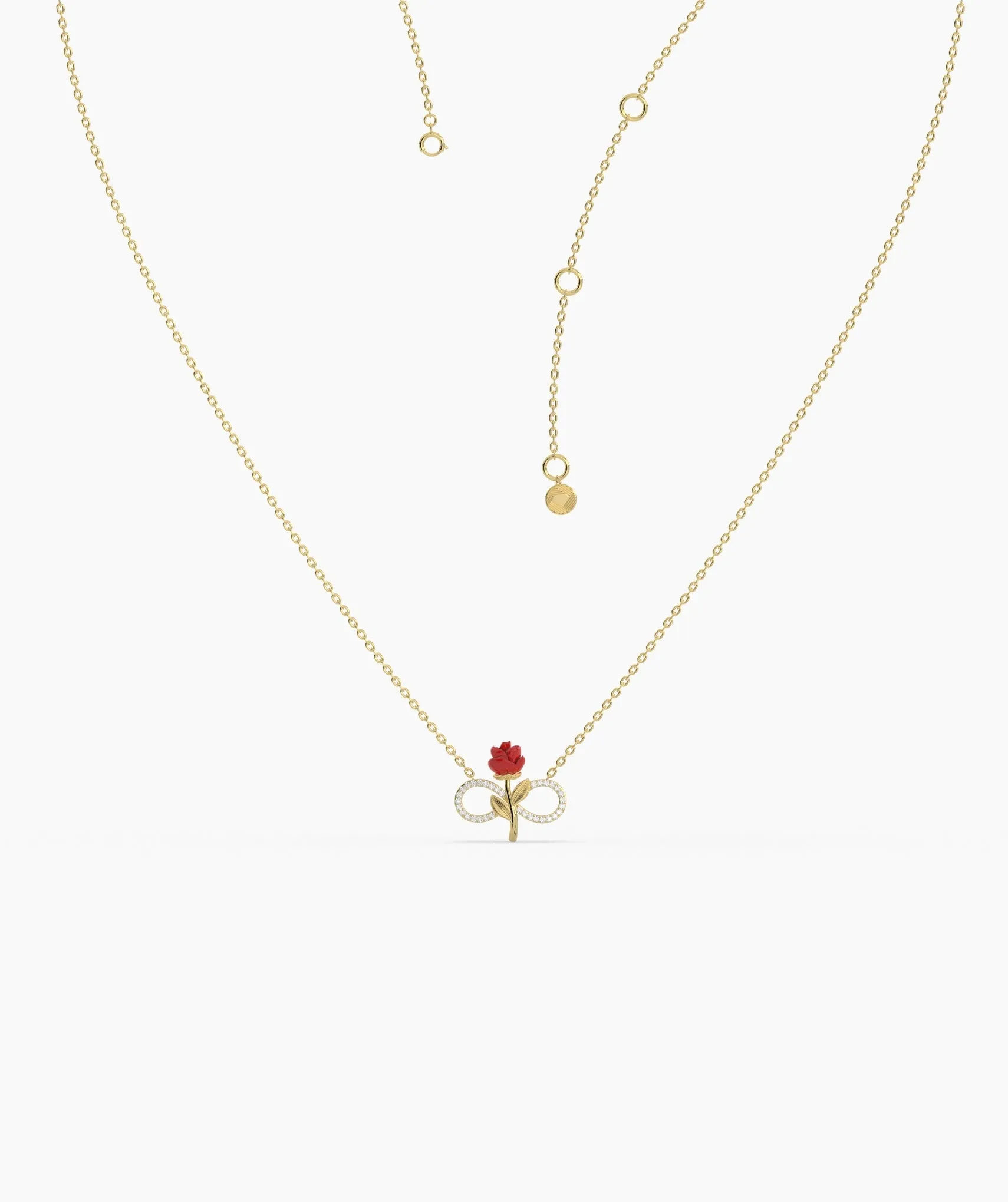 14K Gold Rose Infinity Necklace