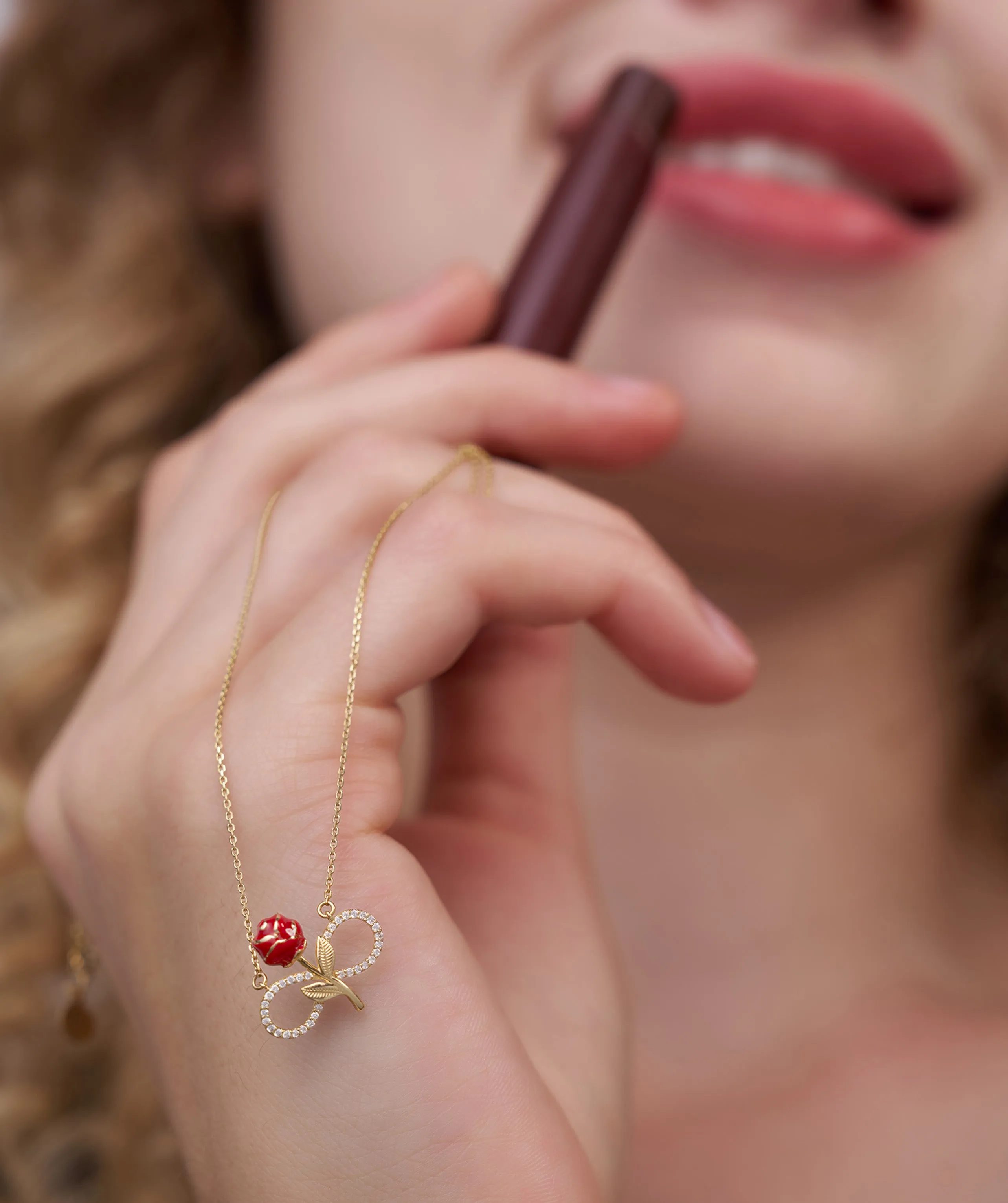 14K Gold Rose Infinity Necklace