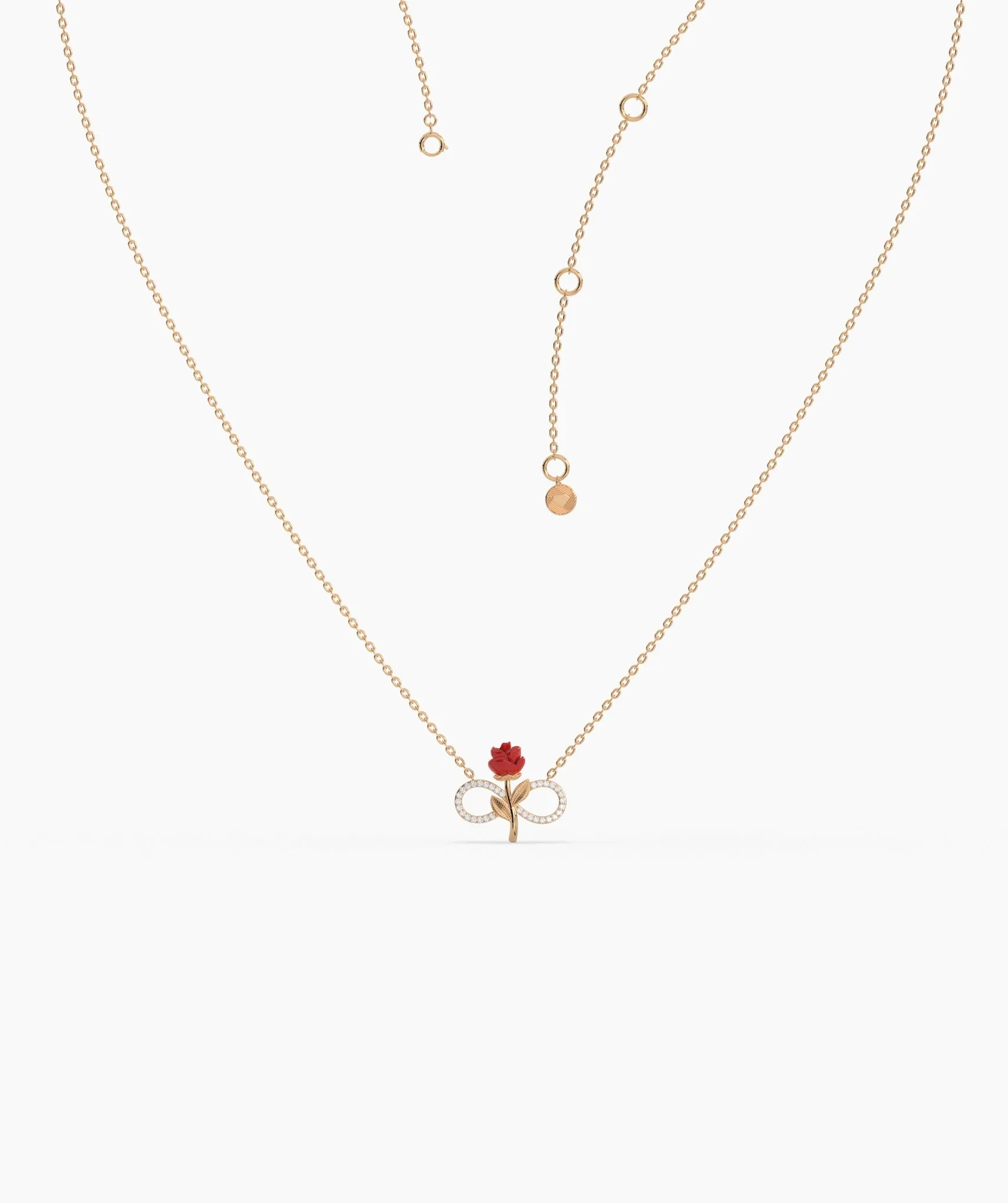 14K Gold Rose Infinity Necklace